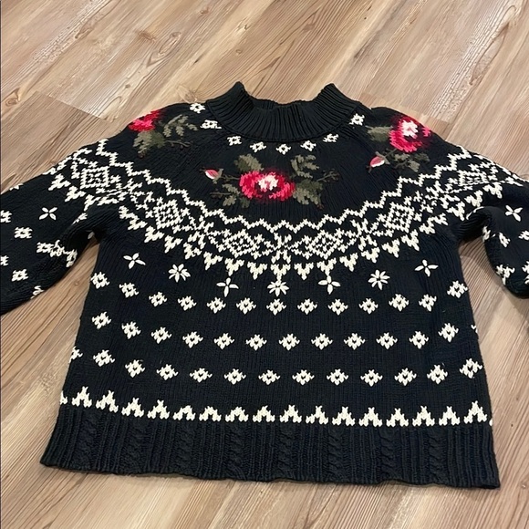 Tailor B. Moss Sweaters - Northern Isles B. Moss Floral Patterned navy Sweater Large